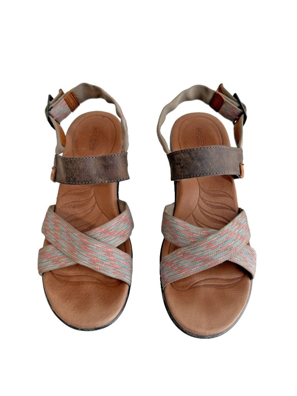 Keen Skyline Brindle Womens 7 Brown Strappy Wedge Sandals Boho Hiking Outdoor